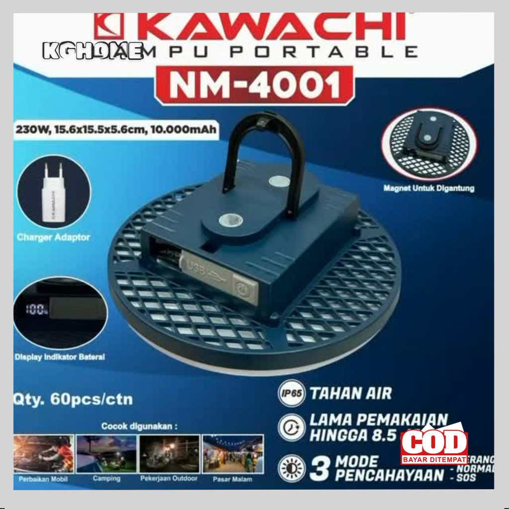 Kawachi NM-4001 Lampu Darurat LED Super Terang Senter Emergency Cas