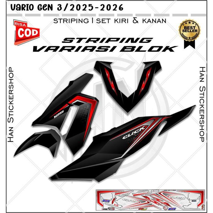 Striping Transparan Vario New 2026 Sticker Striping Vario 125 Gen 3 Motif Elgan ORIGINAL