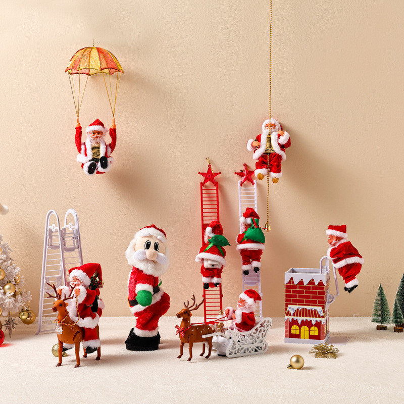 Christmas Electric Santa Claus Toy Climbing Chimney Climbing Beads Climbing Ladders Xmas Decoration