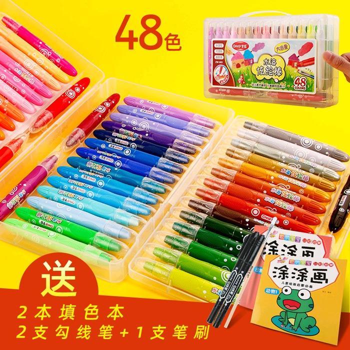 Silky Crayon Grasp Mata Besar / Sedang / Kecil 48 warna Crayonnya Para Juara