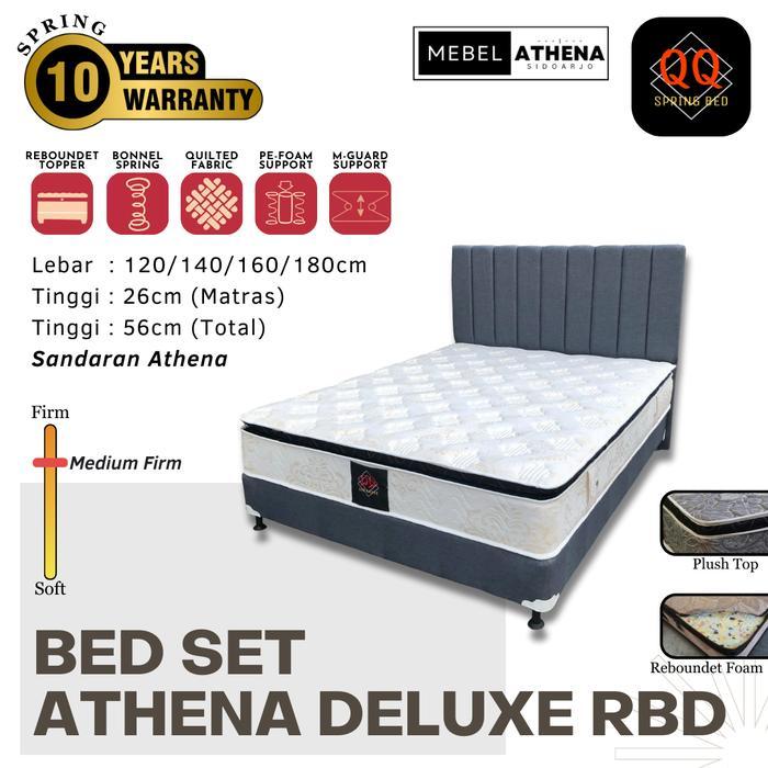 Bed Set Athena Deluxe Reboundet QQ Springbed garansi 10 tahun - 160cm, set standar