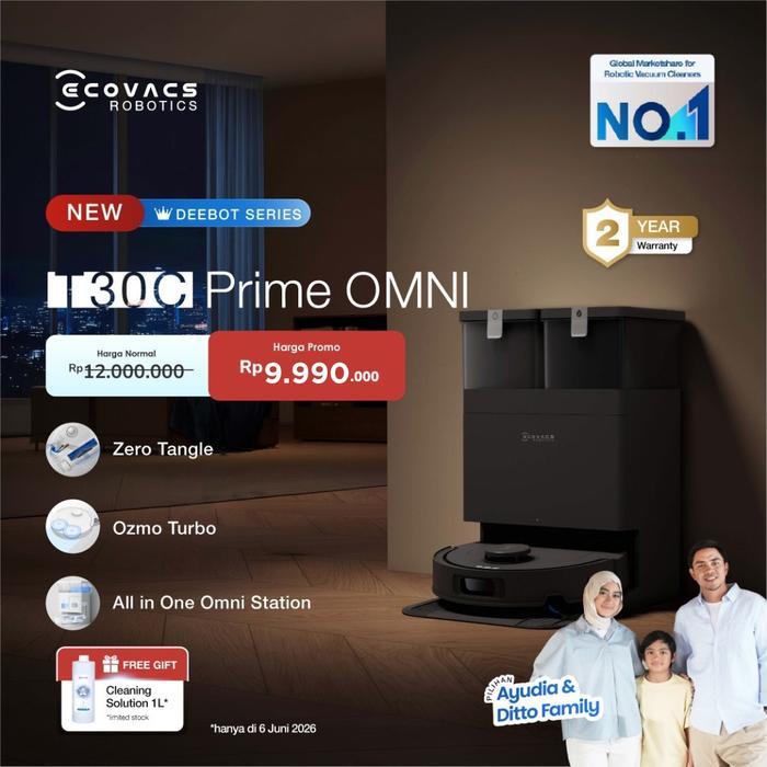 [NEW ARRIVAL] Ecovacs DEEBOT T30C PRIME OMNI BLACK Robot Vacuum Off peak charging ZeroTangle 3.0