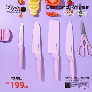 Stein Steincookware Pisau Diamond Knife Set 5 + Knife Sharpener Pisau