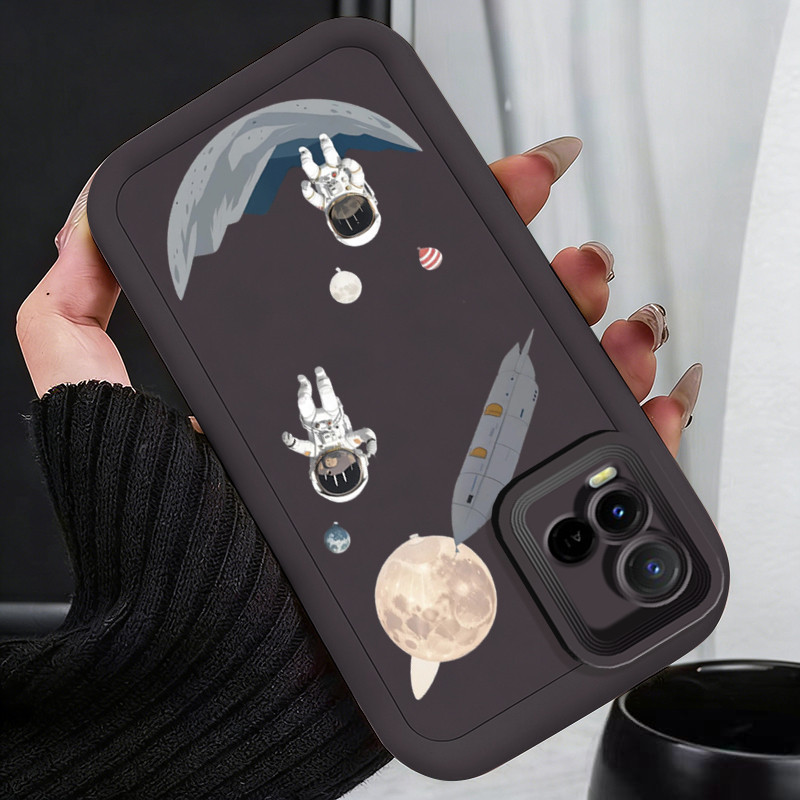 Casing Hp untuk VIVO Y21 Y21s Y21t Y21e Y21a Y21G Y33s Y33t Case Bulan di luar angkasa Kasing siliko