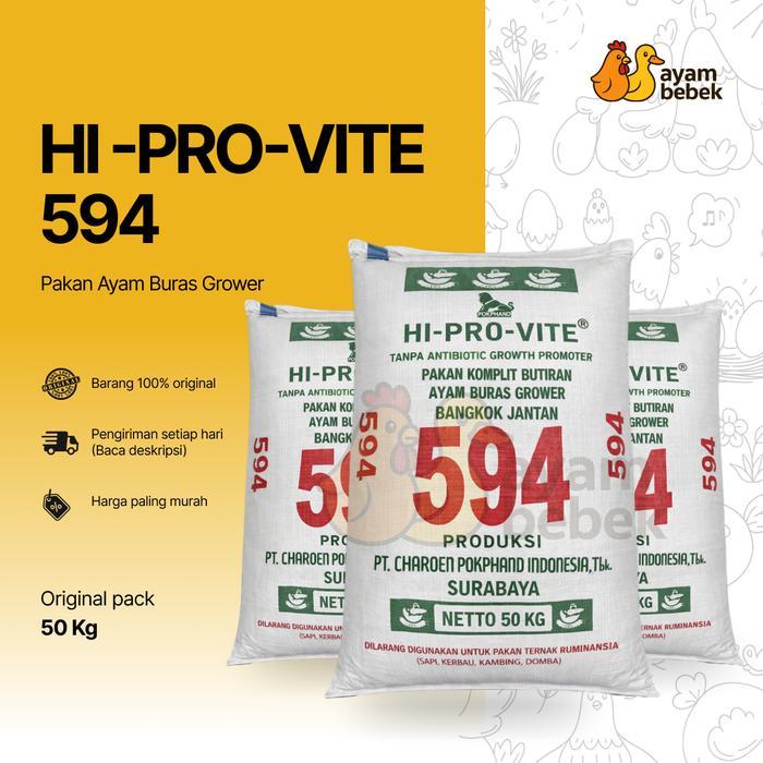 Pakan Ayam Buras / Kampung / Bangkok 594 Grower HI-PRO-VITE 594 Crumble GROSIR 20KG - 50KG AyamBebek