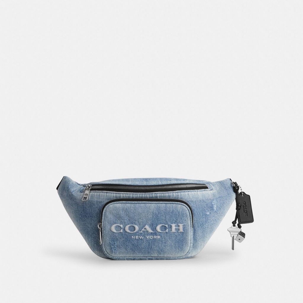 Coach Travis Belt Bag 35 In Loved Denim With Charms - Tas Pinggang Pria