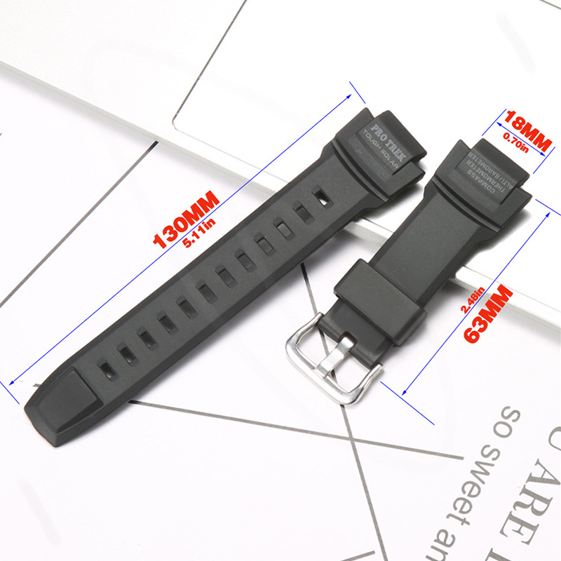 Watch Accessories for Casio Protrek PRG-270 Prg270 Men's Sports Waterproof Strap Resin Rubber