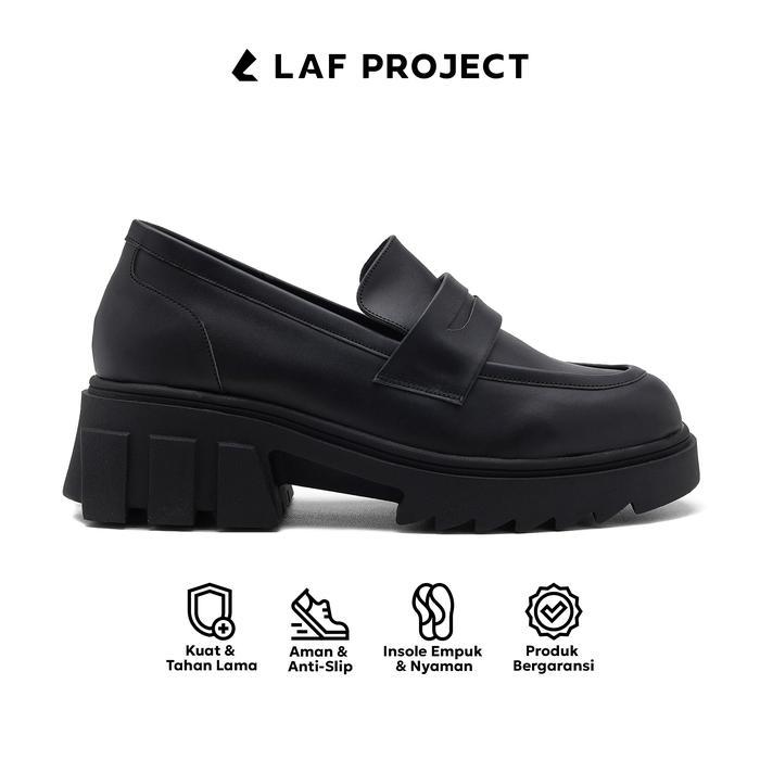 Wanita Chunky Loafers Sepatu Loafers Chunky Wanita Kulit Sintetis Hitam Sol Tebal Anti Slip Loafers 