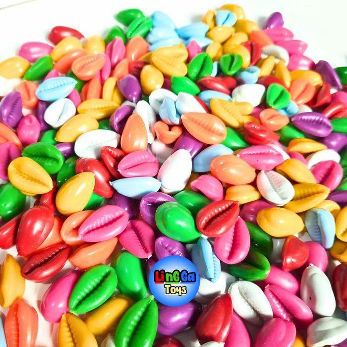200 Gram Kuwuk Plastik Biji Congkak Plastik Warna Cerah Sni Mainan