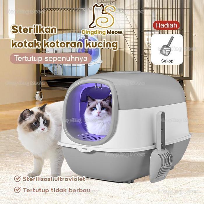 UV Kotak Kotoran Tertutup Kucing Litter Box Fungsi Bak Pasir Kucing Litter Box Kucing