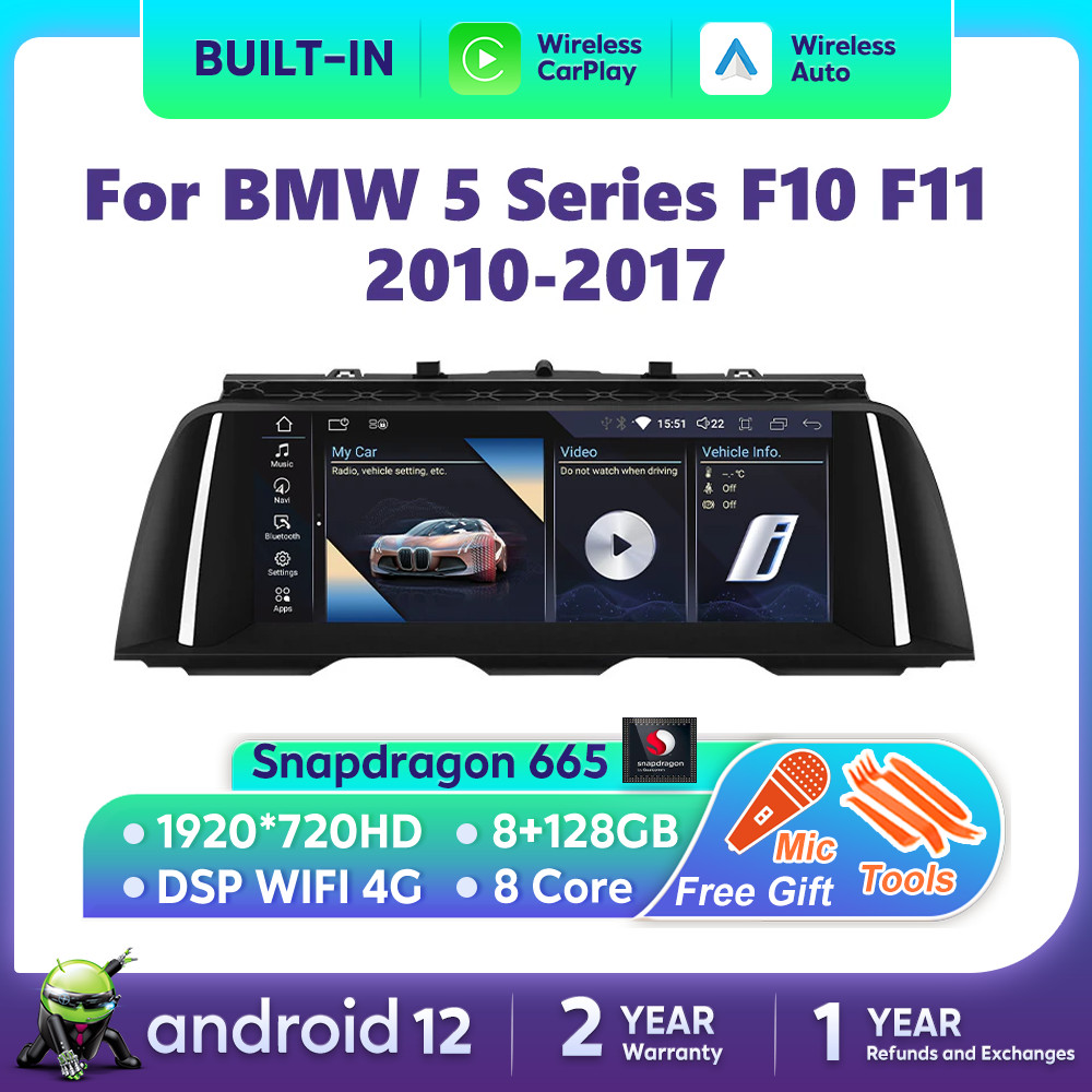 Nunoo Android 12 Car Radio Carplay For BMW 5 Series F10 F11 2011 -