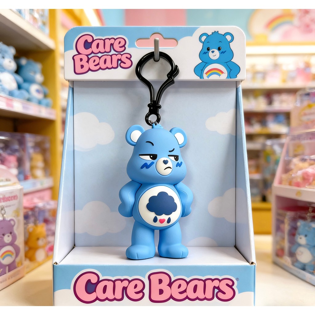 Care Bears Grumpy Bear 3D Keychain Cute Blue Bear Bag Charm for Keys & Bags
