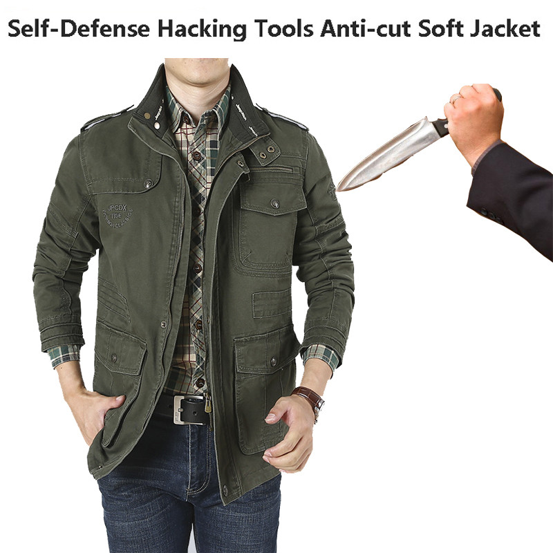 Plus Size Men's Safety Jacket Invisible Flexible Anti-Cut And Anti-Stab Swat Police Fbi Military