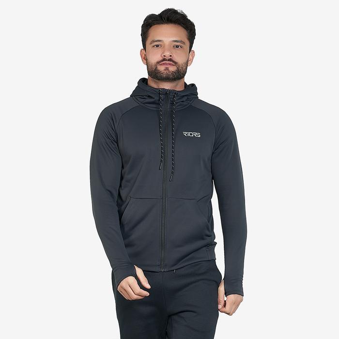Men Riors Polartech Jaket Hoodie Pria Fleece Lembut Warmknit - Hitam, S Warmknit Hoodie Jacket | Fle