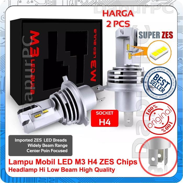 Lampu Mobil Led M3 H4 Zes Chips 2 Pcs Headlamp Hi Low Beam