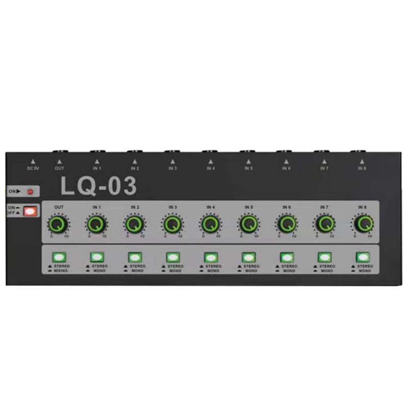 A99E-LQ-03 8Channel Mini Mixer Microphone Mixer Instrument Amplifier Audio Input Multifunctional