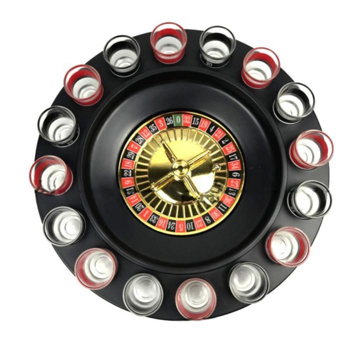Set Permainan Roulette Minum dengan 16 Gelas Kecil dan Bola Putar