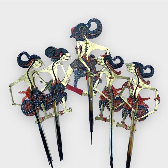 Wayang Kulit Asli Pandawa Lima Kualitas Halus Ukuran 17 cm [PAKET LEBI