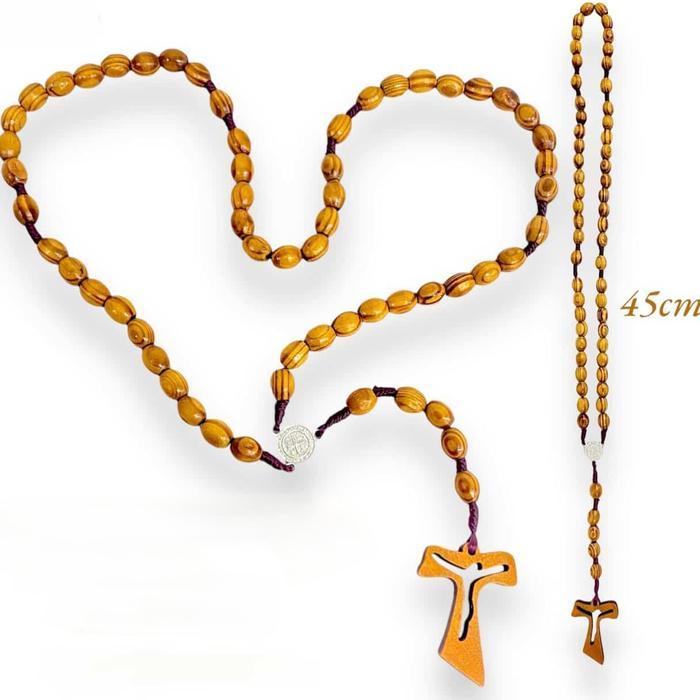 Rosario Kayu Salib Tao Siluet 8mm Bulat (7641) - Rosario Kayu - Rosario Kayu Bulat - Rosario Bulat-