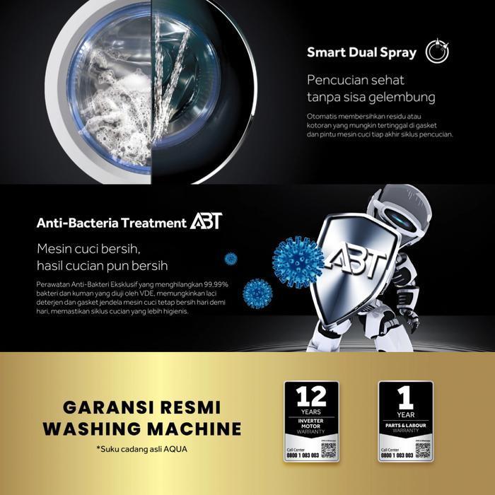 MESIN CUCI AQUA FQW850900QD MESIN CUCI FRONT LOADING 8,5 KG FQW-850900QD LOW WATT