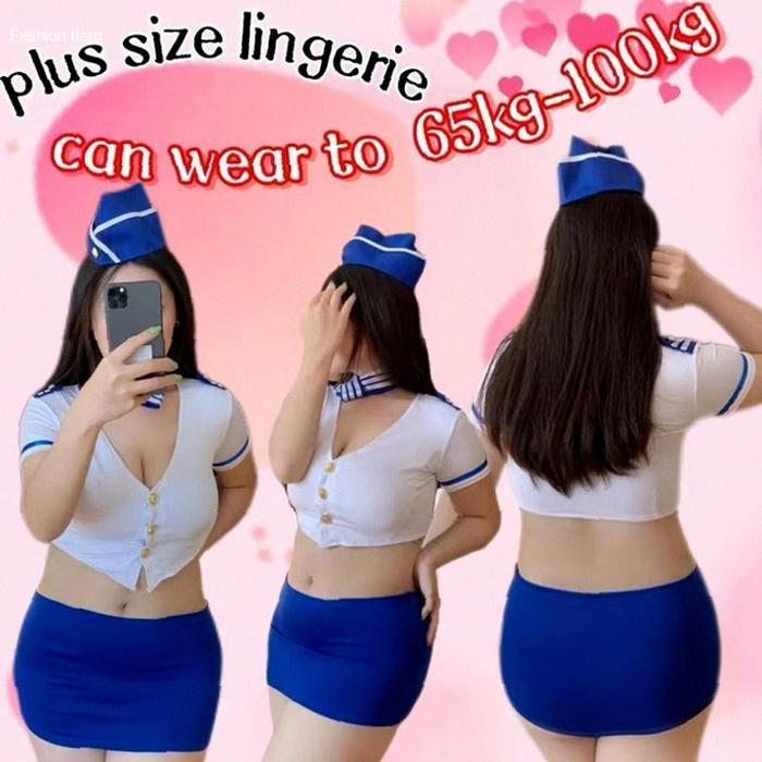 lingeri jumbo Lingerie Bertema Cosplay Pramugari Bodysuit baju seksi sexy fit to 65kg-100kg Hot Item