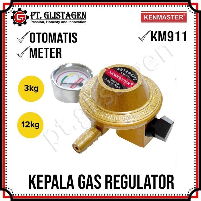 Kenmaster KM911 Kepala Gas Meter Elpiji LPG Regulator Gas Otomatis Indikator Habis Kosangas Meter