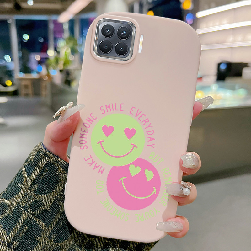 Casing Hp Untuk OPPO A93 Reno 4F Reno 4 Lite F17 Pro Case Heart Couple Emoji Kasing silikon Cesing W
