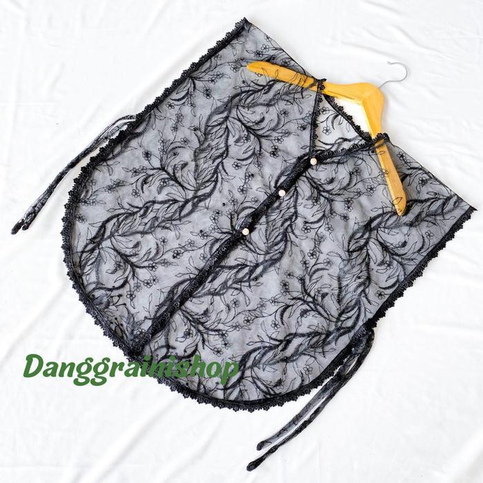 Vest brukat tile Rompi brukat Outer brokat Cardigan brokat Kebaya kondangan - HITAM
