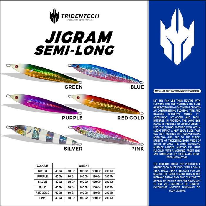 BISA COD Metal Jig Tridentech JiGram Semi Long - 60/80/100/150/200 Gram