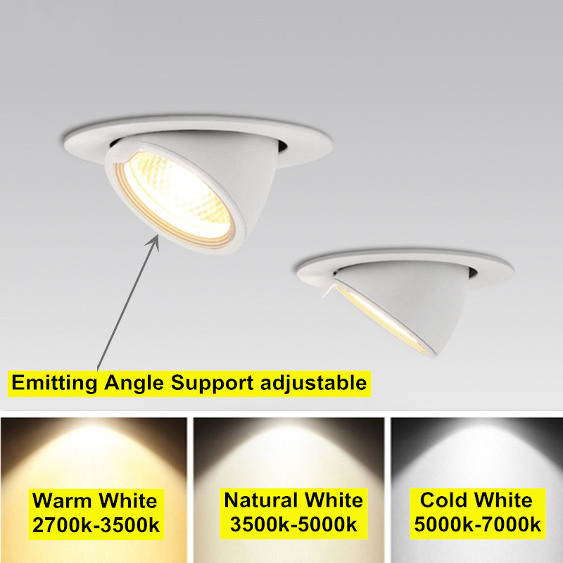 Dimmable LED downlight 10W 15W 25W 30W adjustable 360 Degree led light 3000K/4000K/6000K Recessed