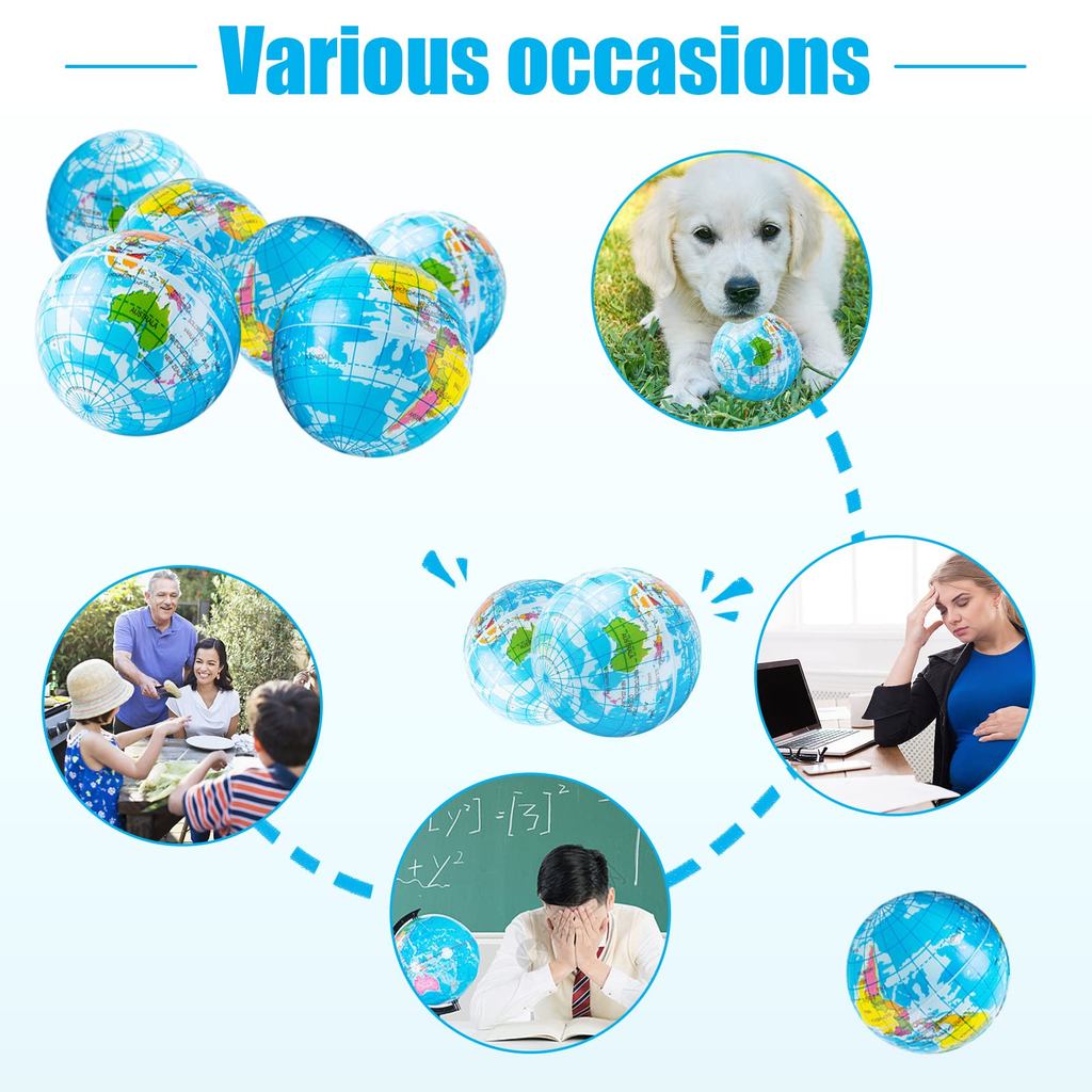 Spherical squeeze ball 2.5 inch elastic earth ball soft earth ball mini foam globe squeeze pressure