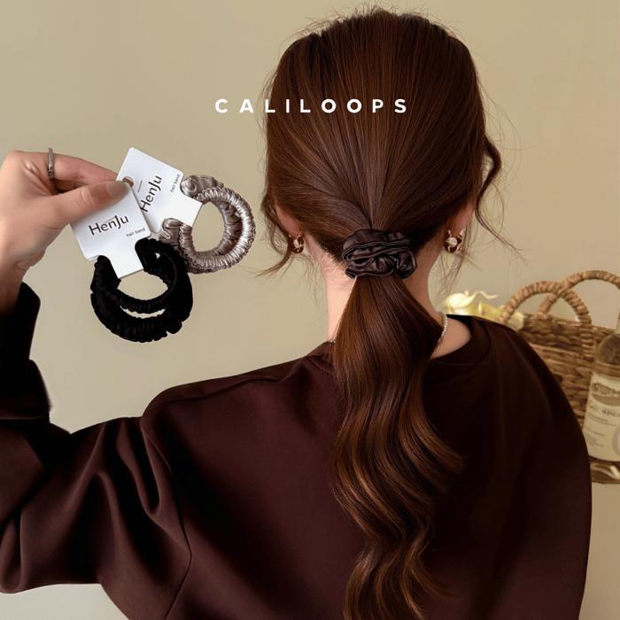 Caliloops 1 Set 2 Pcs Ikat Karet Rambut Scrunchies Wanita Korean Style Rixa Terlaris