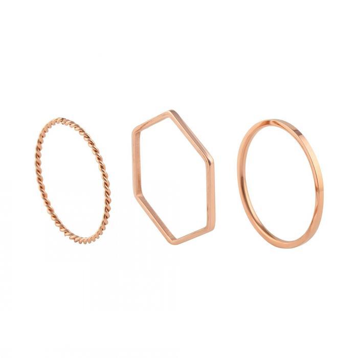 Set Cincin Wanita Titanium Model Tisha - Gold, Ukuran 9