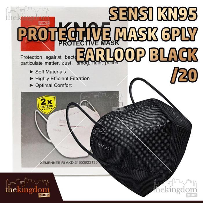 Sensi KN95 Mask 6ply Protective /20 Masker Medis N95 Warna Nyaman - Black /20