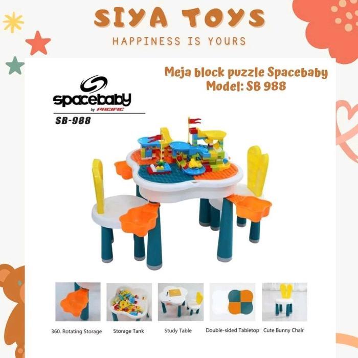 TERMURAH SPACE BABY SET KURSI MEJA BLOCK PUZZLE MEJA MULTIFUNGSI 6 IN 1 SB 988 ET 9881 9882 9883