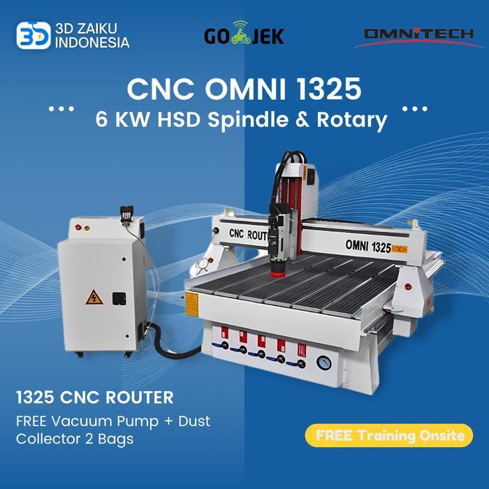 OMNI CNC ROUTER 1325 WITH 6 KW HSD SPINDLE AND ROTARY 20 CM DIAMETER