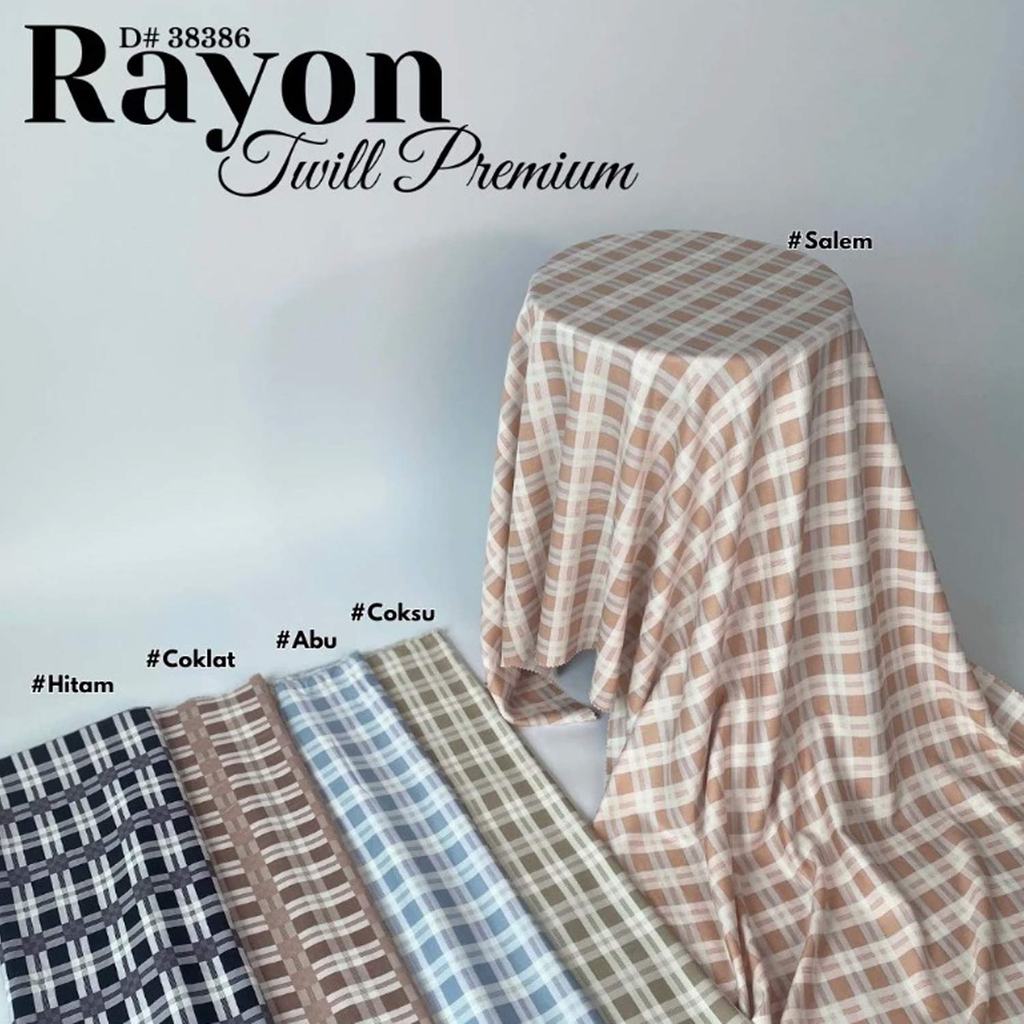 Kain Rayon Twill Gingham Premium 1 Meter – Motif Kotak Eksklusif untuk Daily Wear Adem dan Nyaman Le