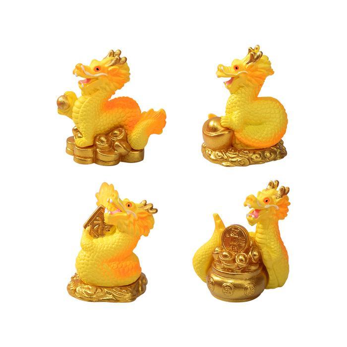 Melayani Faktur Pajak Ornamen Miniatur 4 Motif Naga Emas / Gold Dragon /Motif Lucu Patung