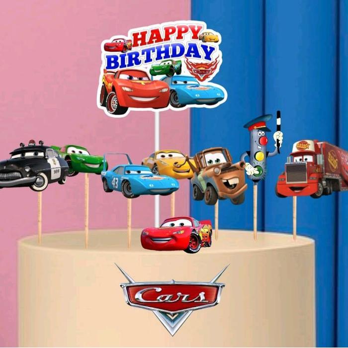 Topper Cars, Topper cake, Hiasan kue ulang tahun Topper karakter Cars
