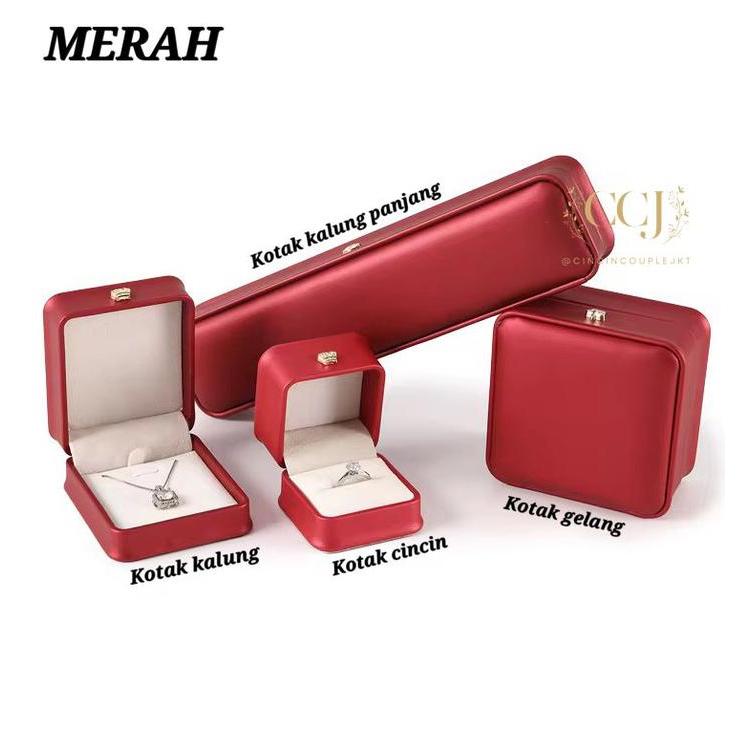 Box Leather Premium Untuk Cincin Kalung Gelang Rantai Kalung Panjang Lamaran Akad Tunangan