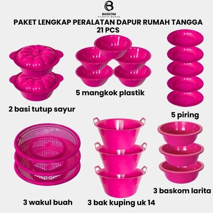 Promo (21 Pcs) Paket Lengkap Peralatan Dapur Rumah Tangga / Perabotan Dapur Murah / Perabotan Rumah