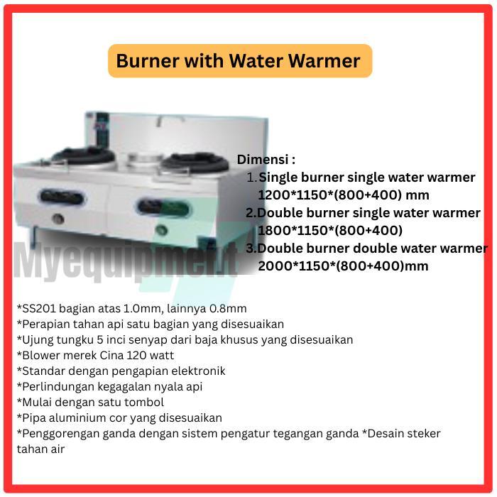 (KHUSUS INSTAN) BURNER WITH WATER WARMER KWALI RANGE LEBAR 115CM SINGLE BURNER DOUBLE BURNER