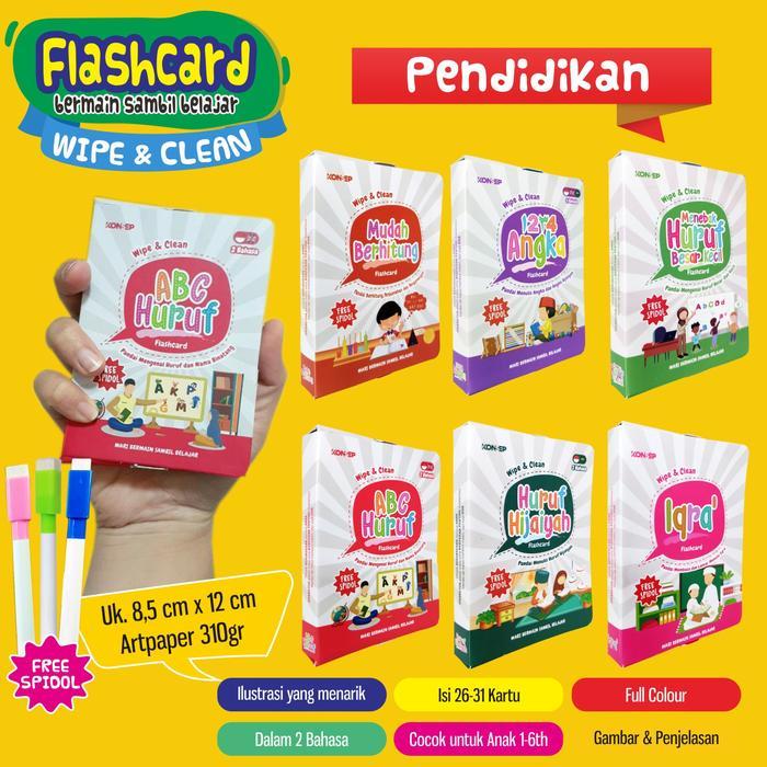Flash Card Edukasi Anak Mudah / Berhitung Angka / Huruf Besar / Huruf Kecil / Hijaiyah / KONSEP -