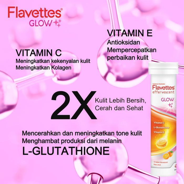 Best Seller / [Triple Pack] Flavettes Effervescent Glow (15'S X 3 Tubes) - Suplemen Rekomendasi