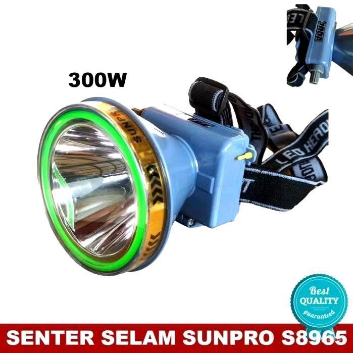 NEW senter kepala selam SUNPRO S-8965 300 WATT senter selam hendlamp super terang cahaya putih