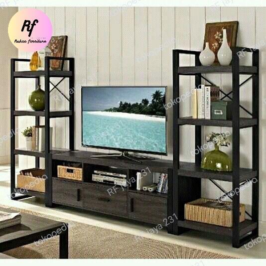 rak tv industrial / meja tv minimalis
