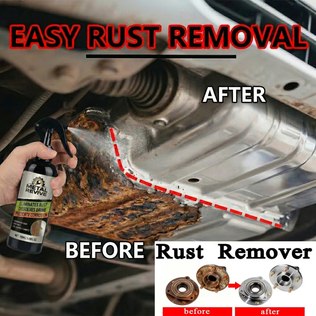 Car quick-care rust remover spray, car exhaust pipe rust remover, car wheel rim rust remover, metal