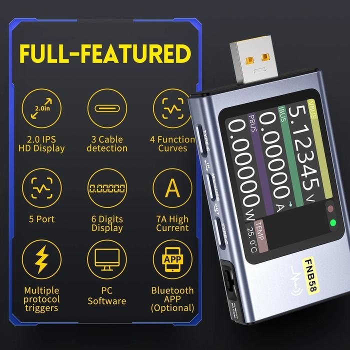 Fnirsi Fnb58 Usb Bluetooth Fast Charging Trigger Tester Battery Test