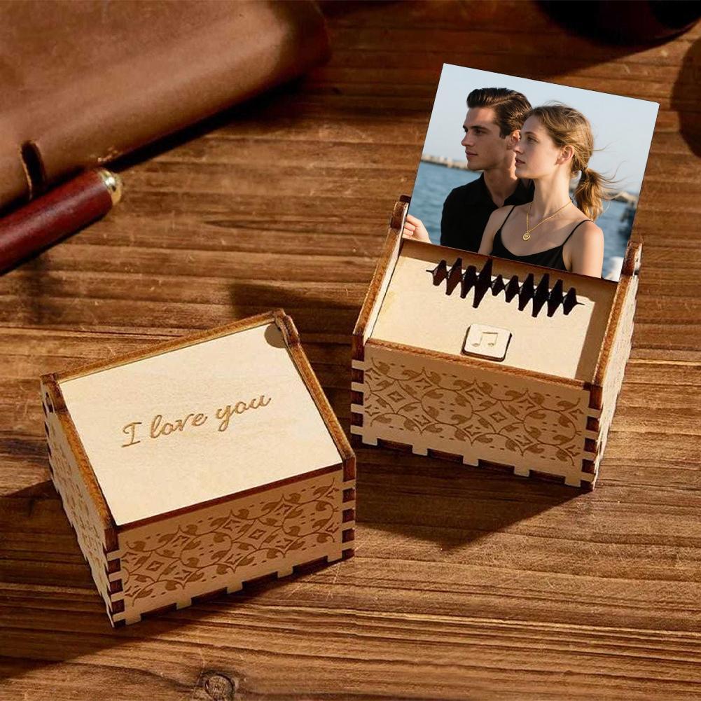 Personalized Digital Music Box Custom Wooden Photo Music Box With Text Anniversary Valentine's Day