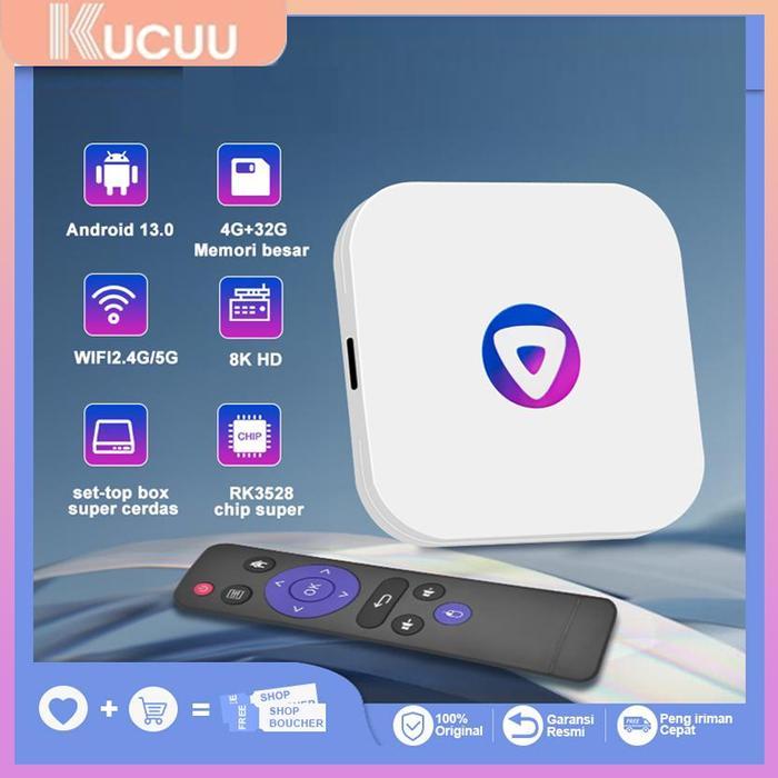 Kucuu Android Tv Box Android 13 Os Ram 4Gb Rom 32Gb Wifi 5G/2.4G Smart Tv Box 8K Ultra Hd Tanpa